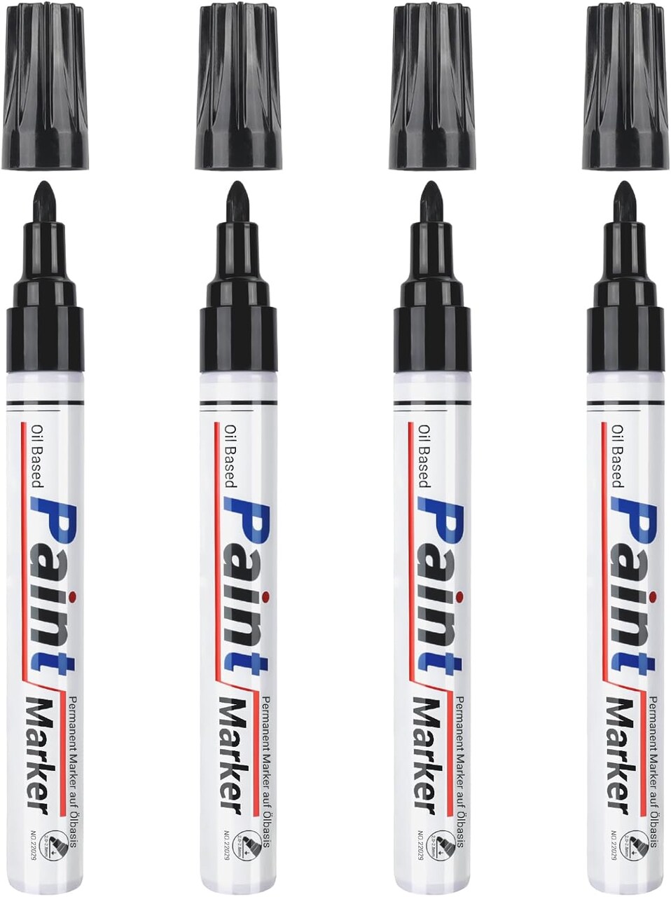 Black Paint Pen Permanent Marker Waterproof -4 Black paint markers,paint marker for Metal,Rocks,Wood,Plastic,Tire,Glass,Fabric,label,Medium Tip,Oil Based Markers Pens Permanent